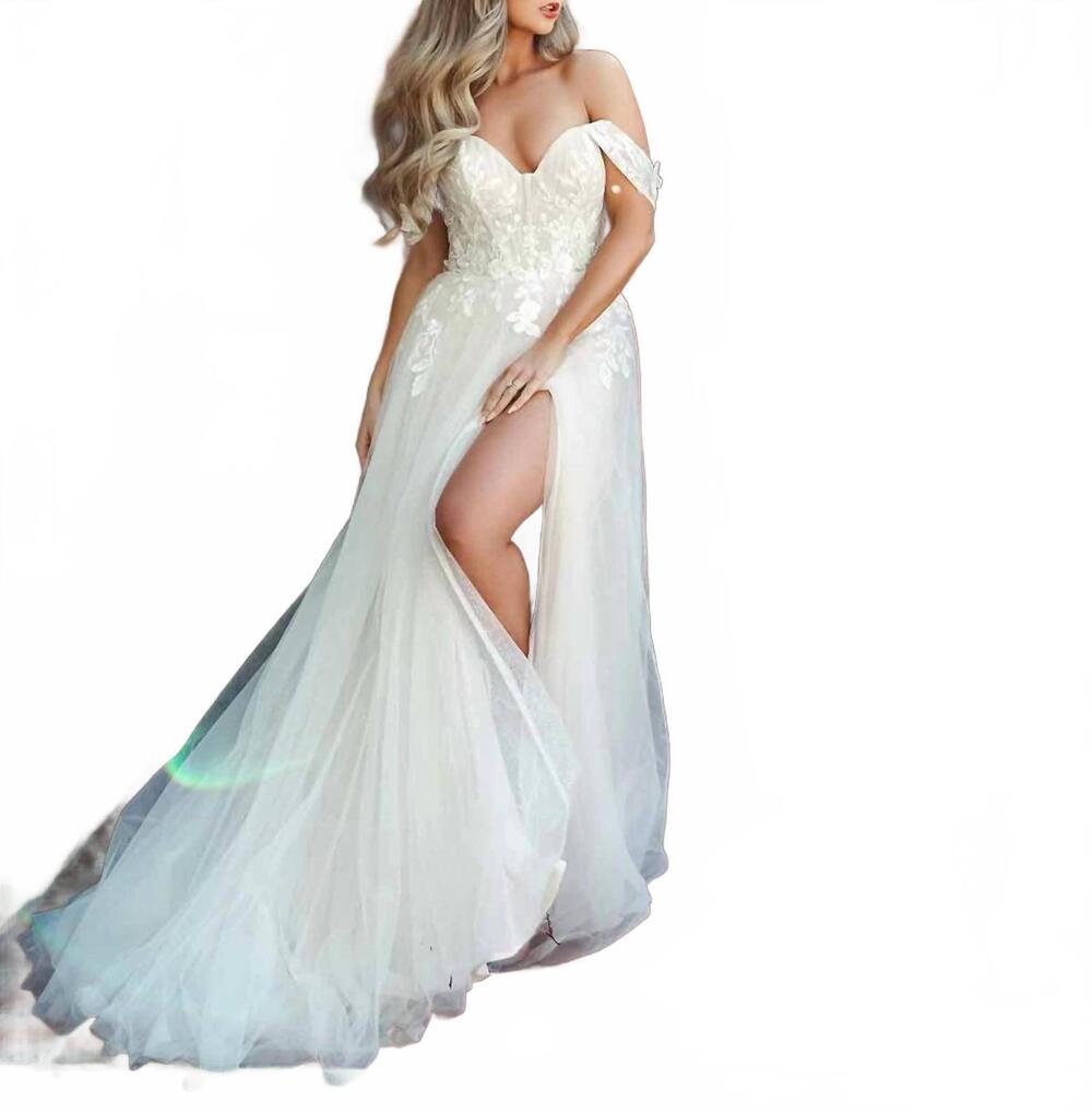 NEW STELLA YORK off-the-shoulder a-line wedding dress in ivory